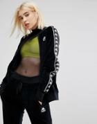 Kappa Zip Front Tracksuit Top With Sports Tape In Velour Co-ord - Black