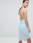 Missguided Peace And Love Low Back Cami Strap Dress - Blue
