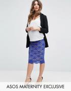 Asos Maternity Over The Bump Lace Pencil Skirt - Red