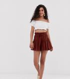 Asos Design Tall Broderie Flippy Skort - Brown