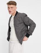 River Island Geo Print Bomber In Brown
