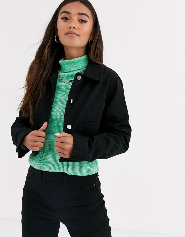 Asos Design Cropped Jacket In Black