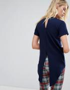 Daisy Street T-shirt With Split Back - Navy