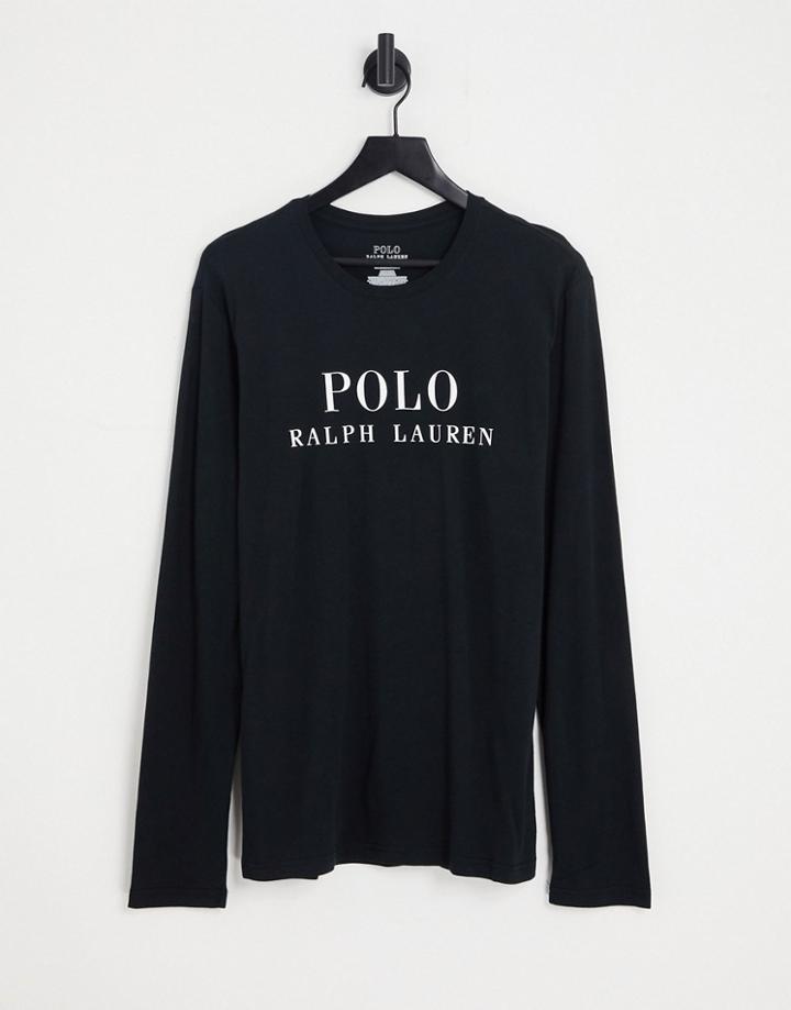 Polo Ralph Lauren Long Sleeve T-shirt With Chest Text Logo In Black