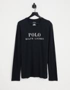 Polo Ralph Lauren Long Sleeve T-shirt With Chest Text Logo In Black