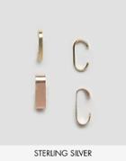 Asos Pack Of 2 Rose Gold Plated And Gold Plated Sterling Silver Ear Cuffs - Multi