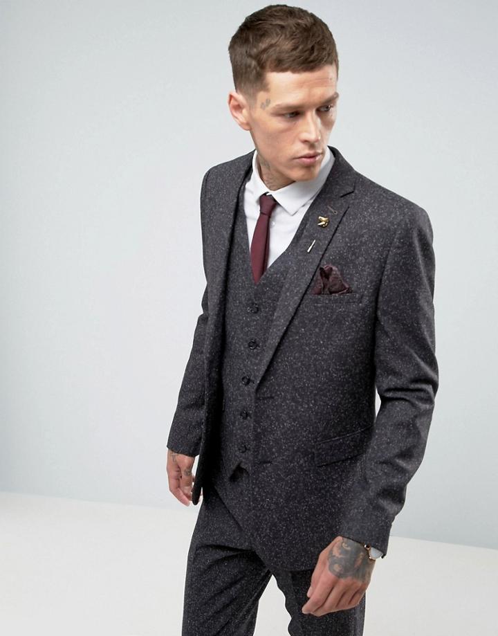 Harry Brown Skinny Gray Nep Suit Jacket - Gray