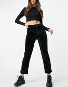 Asos Design High Rise 'sassy' Cigarette Pants In Black Faux Pony Skin