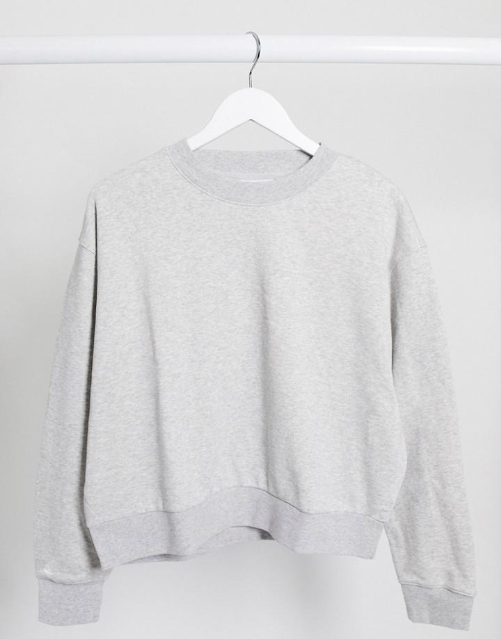 Weekday Huge Organic Cotton Blend Oversized Cropped Sweatshirt In Light Gray Melange-grey