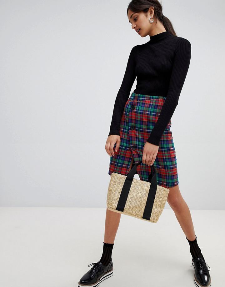 Bershka Check Skirt - Red