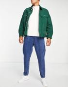 Asos Design Double Pleat Straight Leg Jeans In Mid Blue-blues