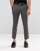 Selected Homme Cropped Skinny Fit Prince Of Wales Pants With Stretch - Brown