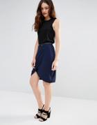 Sugarhill Boutique Alice Textured Skirt - Navy