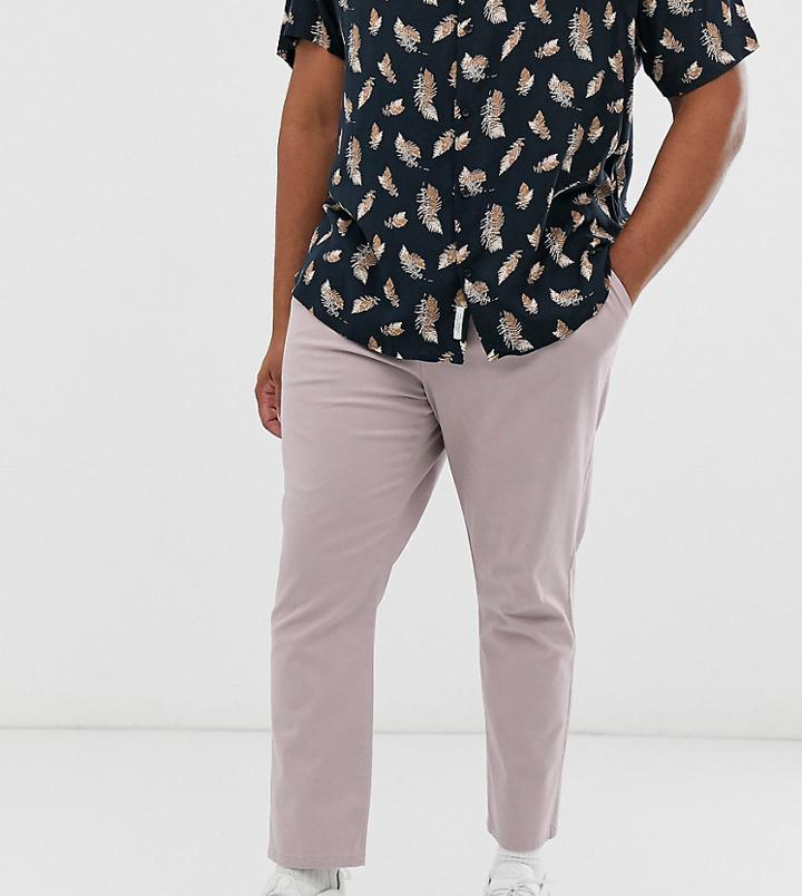 Asos Design Plus Cigarette Chinos With Pleats In Warm Pink