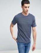 Only & Sons T-shirt With Jaquard Stripe - Navy