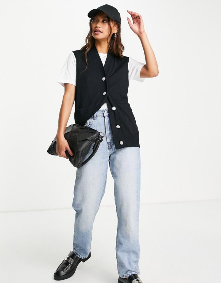 Gianni Feraud Button Down Knitted Vest In Black