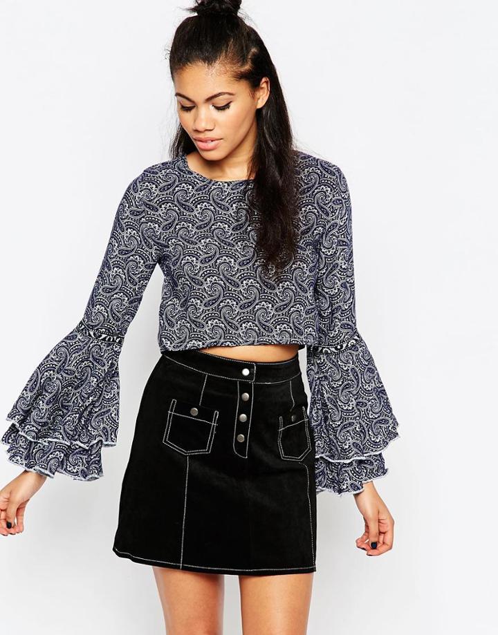 Milk It Paisley Crop Top - Blue