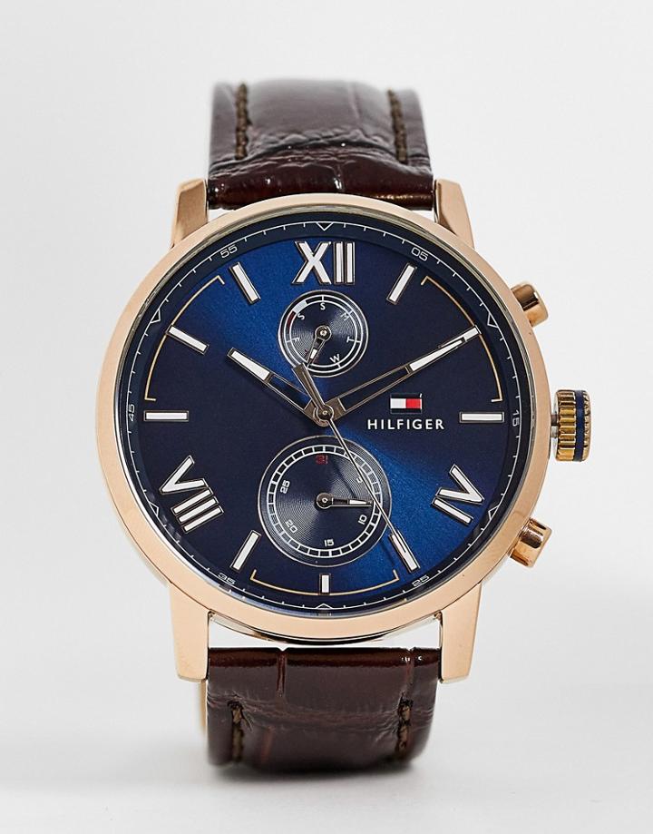 Tommy Hilfiger Analog Watch With Brown Leather Strap