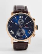 Tommy Hilfiger Analog Watch With Brown Leather Strap