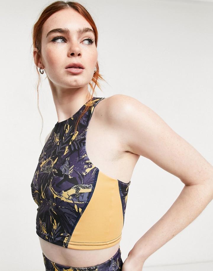 South Beach Crop Top In Tropical Print-multi