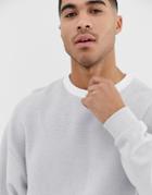 Asos Design Oversized Sweatshirt In Reverse Loopback With Contrast Neck In Gray - Gray
