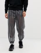 Asos Design Festival Tapered Sweatpants In Sheer Mesh Stripe - Black