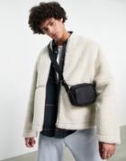 Asos Design Faux Shearling Jacket In Cream-gray