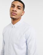Hollister Microstripe Muscle Fit Long Sleeve Shirt In Blue-blues