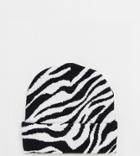 My Accessories London Exclusive Knitted Beanie Hat In Zebra Print-multi