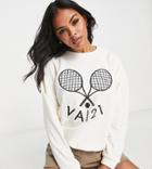 Vai21 Oversized Tennis Sweatshirt In Cream - Part Of A Set-white