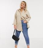 River Island Plus Amelie Mid Rise Ripped Jeans In Medium Blue-blues