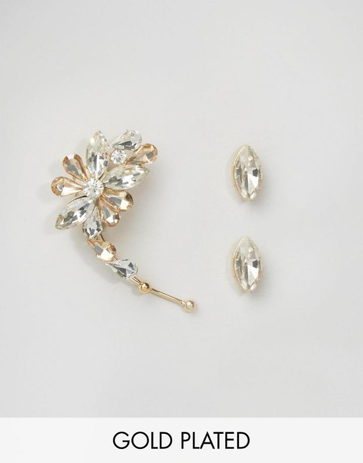 Johnny Loves Rosie Demi Crystal Ear Cuff & Stud Set - Gold