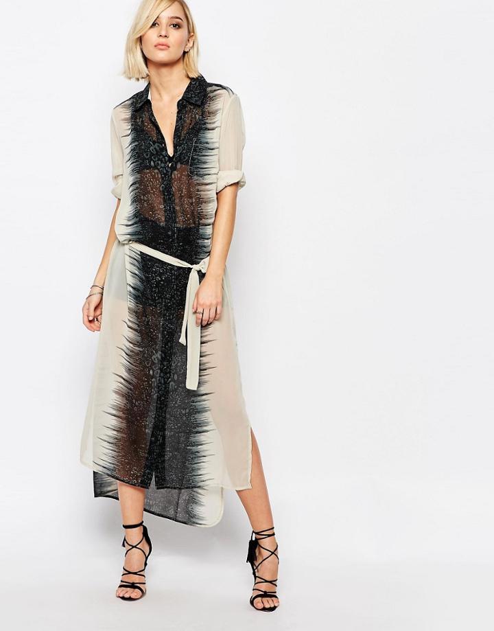 Religion Amphibian Print Midi Shirt Dress - Black