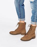 Asos Ancros Leather Lace Up Ankle Boots - Tan