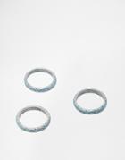 Asos Textured Ring Pack In Silver - Silver