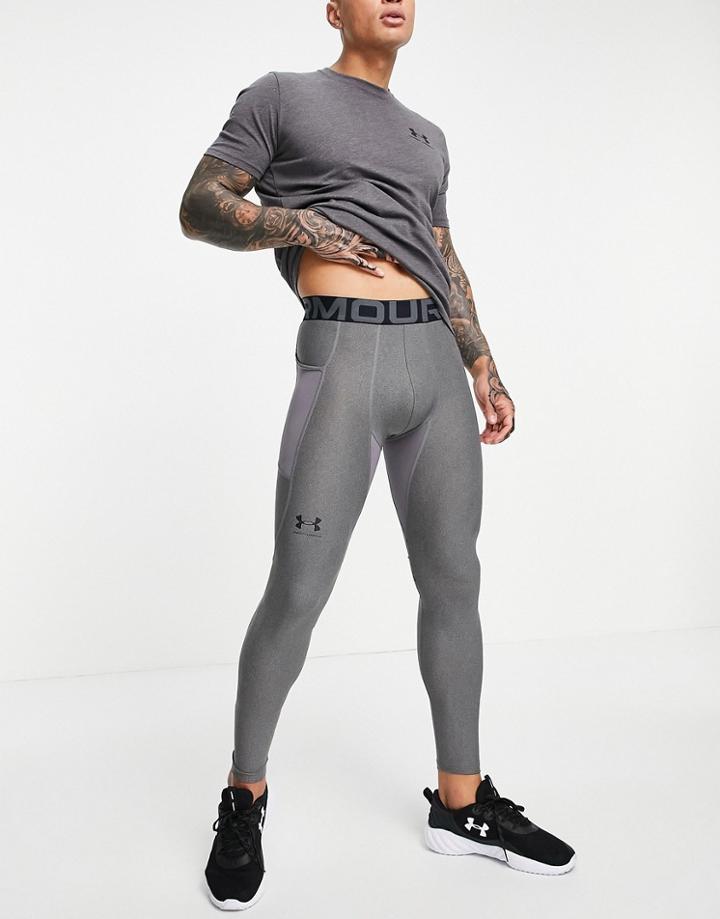 Under Armour Training Heat Gear Leggings In Gray-grey