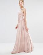 Forever Unique Pandora Slinky Maxi Dress With Cross Front And Embelished Shoulders - Cream