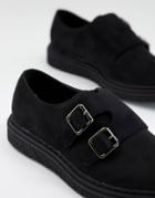 Truffle Collection Monk Shoes Faux Leather-black