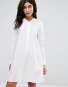 Ymc Basebell Shirt Dress - White