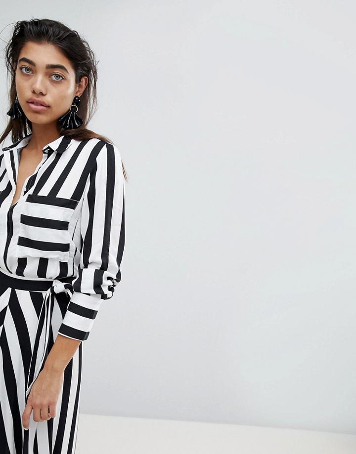 Mango Bold Stripe Pocket Detail Shirt - Multi
