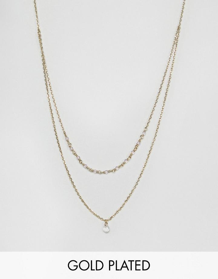 Orelia Gold Plated Bead Teardrop Double Row Necklace - Silver