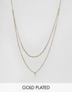 Orelia Gold Plated Bead Teardrop Double Row Necklace - Silver