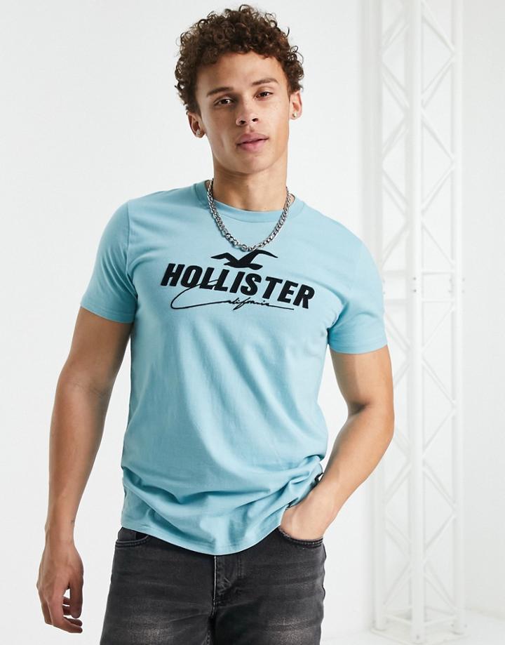Hollister Sport Tech Logo T-shirt In Light Blue-navy