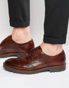 Base London Trench Leather Derby Brogue Shoes - Brown