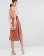 Asos Metallic Flippy Strap Back Skater Midi Dress - Pink