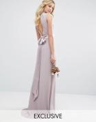 Tfnc Wedding High Neck Maxi Dress With Bow Back - Gray