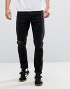 Threadbare Riley Skinny Fit Ripped Black Jeans - Black