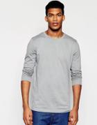 Asos Longline Long Sleeve T-shirt In Gray - Gray