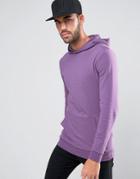 Asos Longline Muscle Hoodie In Purple - Purple
