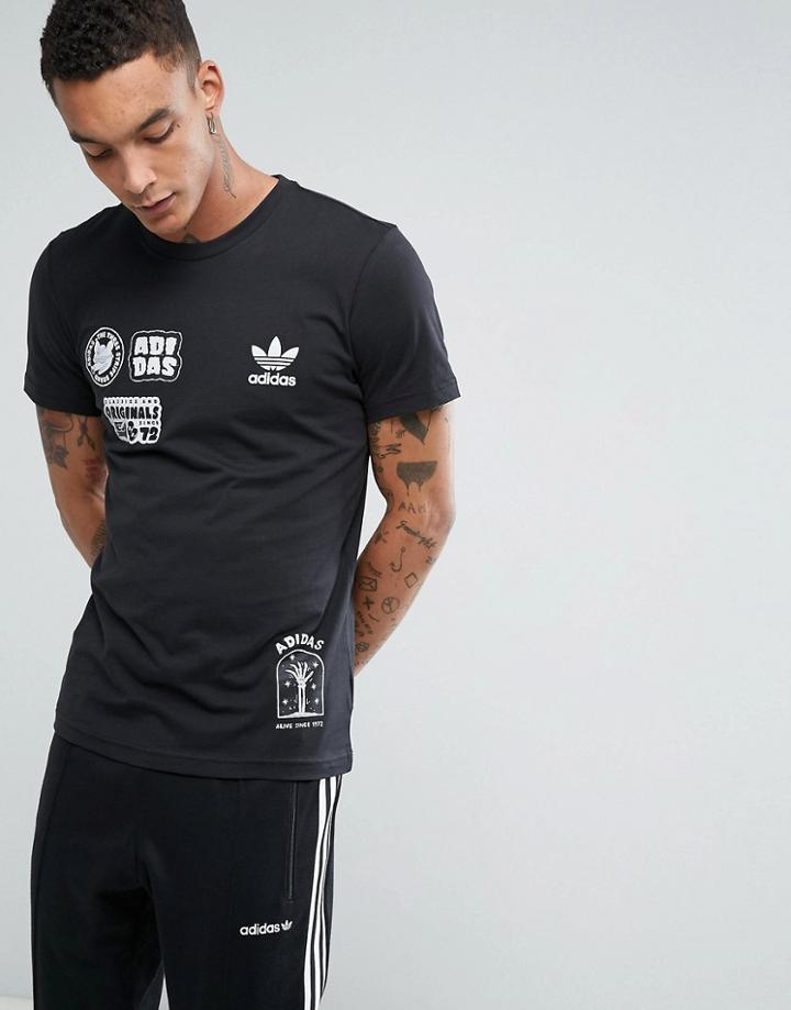Adidas Originals Seoul Pack Off Placement T-shirt In Black Bs3167 - Black